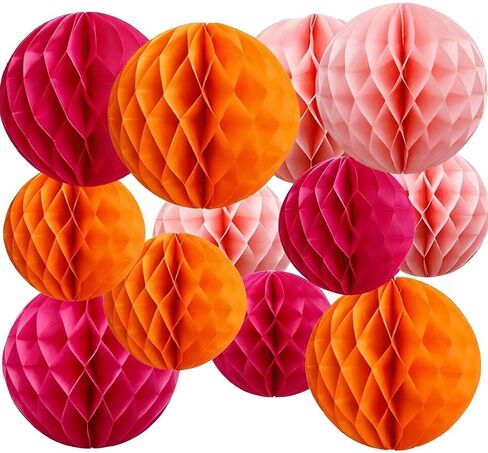 Blue Paper Honeycomb Flower Balls for Birthday Wedding Home Decor(12pcs 6 Inch & 10 Inch) in Kuwait