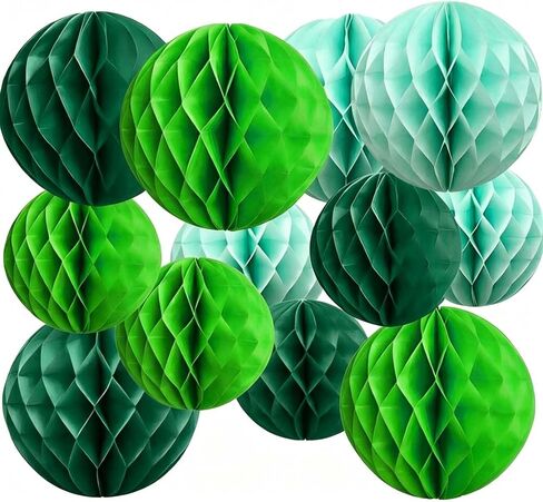 Blue Paper Honeycomb Flower Balls for Birthday Wedding Home Decor(12pcs 6 Inch & 10 Inch) in Kuwait