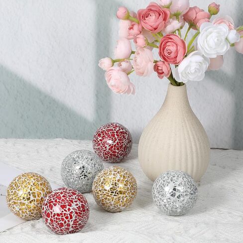 6 Pcs Decorative Balls for Bowls, 2.4 Inch Mosaic Sphere Balls Decorative, Mosaic Glass Orbs Centerpiece Balls Decoration for Vases Dining Table Home Living Room in Kuwait