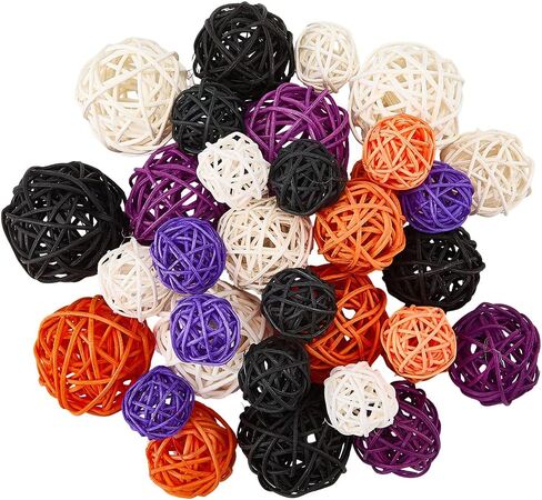 SUNNYCLUE 12 Style 32Pcs Rattan Wicker Balls Rattan Decorative Balls Round Black White Brown Centerpiece Table Decoration Ornaments Crafts for Home Decor Wedding Party DIY Crafts Bowl Vase Fillers in Kuwait