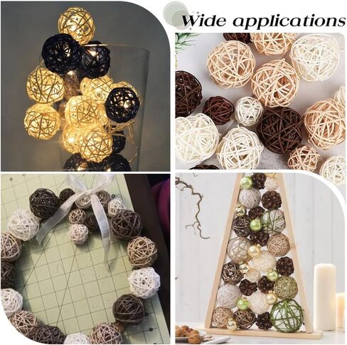 SUNNYCLUE 12 Style 32Pcs Rattan Wicker Balls Rattan Decorative Balls Round Black White Brown Centerpiece Table Decoration Ornaments Crafts for Home Decor Wedding Party DIY Crafts Bowl Vase Fillers in Kuwait