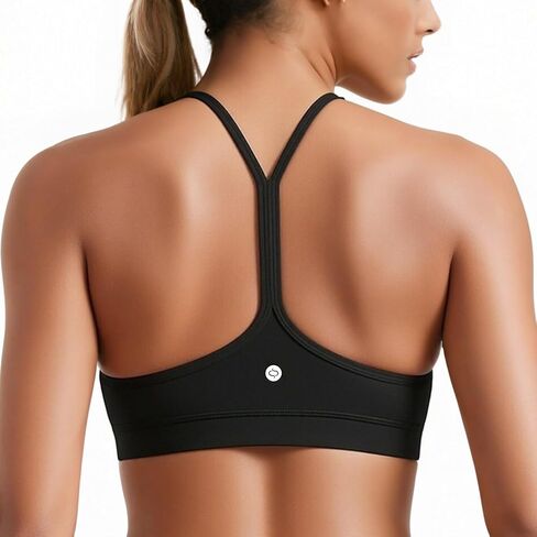 Racerback Y-Back Sports Bra for Women - Padded Low Impact Workout Top with Thin Spaghetti Straps for Yoga, Pilates, Gym in Saudi Arabia