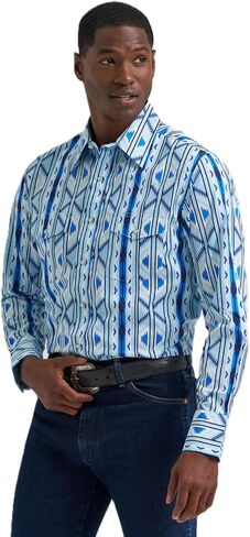 Wrangler Men's Checotah Dress Western Classic Fit Long Sleeve Snap Shirt - ICY (112379225) in Kuwait