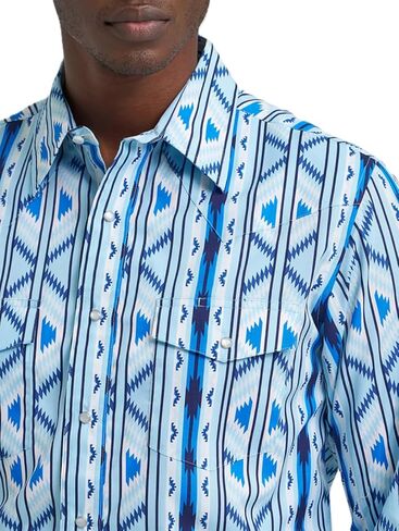 Wrangler Men's Checotah Dress Western Classic Fit Long Sleeve Snap Shirt - ICY (112379225) in Kuwait