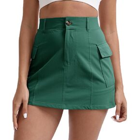 Oalka Women's Hiking Cargo Skorts Button Zipper Casual Golf Lightweight Dressy Pockets Shorts Skirt in Saudi Arabia