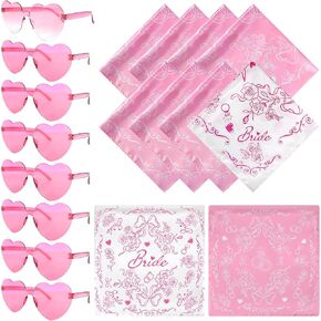 8 Set Bride Party Gifts Set 27.5"x 27.5" Blue Floral Bridal Head Wraps Bandana Heart Sunglasses for Women Wedding Favors in Saudi Arabia