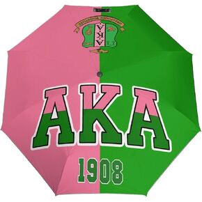 AKA Sorority Gifts for Women Umbrella, AKA Paraphernalia Sunshade, 1908 Pink Green Idea Gifts for Women Girl Sisters,21 * 39IN (aka pink+green) in Saudi Arabia