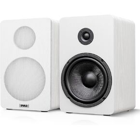 5.25'' Home Theater Wooden Bookshelf Speakers- Wall Mountable with 0.75'' Silk Dome Tweeter and Aluminum Voice Coils, Pair, Neat Black Color, Gold Plated 5 Way Binding Post - PSMSP5 in Kuwait