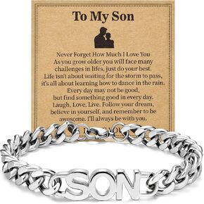 Saintda Men's Bracelet for Dad Papa Son, 316L Stainless Steel Cuban Chain Father Son Bracelet, Jewelry Birthday Gift for Men, Father's Day Christmas Birthday Gift for Husband in Saudi Arabia