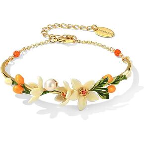 Orange Blossom Flower Kumquat Pearl Enamel Bracelet Jewelry Gift Juicy Grape Mothers' Day in Kuwait