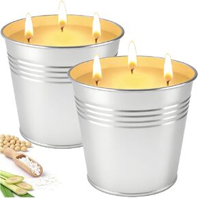 Citronella Candles Outdoor, 13 oz Large 3-Wick Soy Wax Candles for Patio, 2 Pack, Total 160H Burn Time, Natural Citronella Oil, Decorative Silver Tin Candle for Backyard, Garden, Camping, Deck in Saudi Arabia