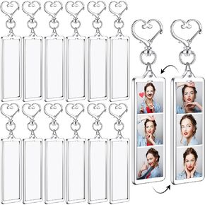 MTLEE 12 Pcs Mini Photo Strip Keychain Frame 1x3 Inch Acrylic Photo Booth Keychain Double Sided Keyring Blank DIY Custom Gift in Saudi Arabia