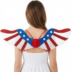 2 Pcs Independence Day Wings, Foldable Metal 4th of July Wings, Red White Blue Patriotic American Flag Costume for Kids Memorial Day Parade Chirstmas Cosplay Dress Up Party in Saudi Arabia
