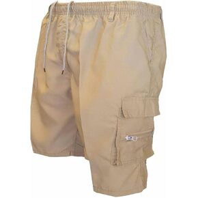 SHOPESSA Men Cargo Shorts Drawstring Casual Hiking Knee Length Bermuda Shorts with Multi-Pockets Fashion Gym Athletic Short in Saudi Arabia