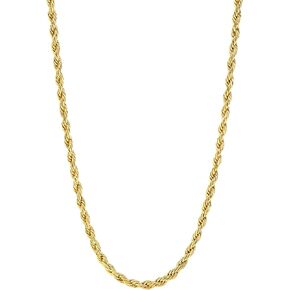 18K Gold Plated Rope Chain Necklace, Adjustable Stainless Steel Jewelry for Men & Women, Tarnish & Water Resistant, 2MM–7MM, 6"–30" Lengths in Saudi Arabia