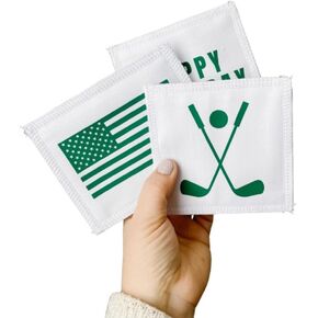 Caddie Generic Front Patches (White) – Logo Patches w/Green Lettering – Polycotton Custom Hook and Loop Patch Includes American Flag, Golf Flag & More - Caddy Customized Patch for Halloween Costumes in Saudi Arabia