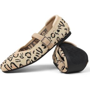 CELNEPHO Flats for Women Mary Jane Shoes Casual Ballet Knit Flats Square Toe with Ankle Strap Dressy Comfortable Office Shoes in Saudi Arabia