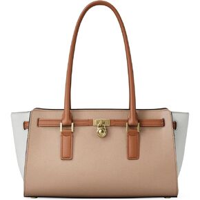 Michael Kors Women's Hamilton Moderne Small Shoulder Tote, Gold-Tone Hardware/Urbino Leather/Khaki Multi in Saudi Arabia
