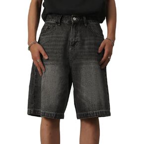 شورت جينز فضفاض للرجال، Y2K Jorts Hip Hop، شورت دينم رجالي فضفاض مناسب لفصل الصيف ملابس الشارع الشهير in Kuwait