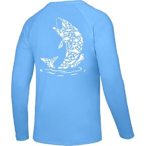 Men's Fishing Shirt Long Sleeve, UPF50+ UV Protection Sun Shirts, Quick Dry Graphic T Shirt for Running Hiking in Kuwait