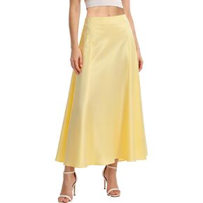 Women's Satin Maxi Skirt High Waisted A Line Silk Skirts Flowy Spring Summer Casual Long Skirt in Saudi Arabia