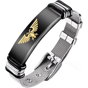 Warhammer 40K Imperial Aquila Metal Bracelet, Adjustable Size Wristband Collectible Gift for Fans（Black and Steel） in Saudi Arabia