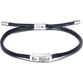 Be Kind of Hand-Woven Leather Bracelet, 925 Sterling Silver Birthday Gifts for Women in Saudi Arabia