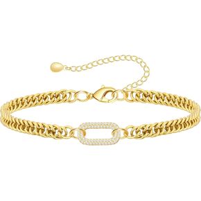 HERSIN Gold Ankle Bracelets for Women Trendy, 14K Gold Plated Anklets Waterproof Chunky Cuban Link Anklet Bracelet for Women Non Tarnish Summer Beach Jewelry Gifts in Saudi Arabia