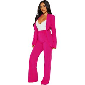 Women 2 Piece Blazer Set Wrap Belted Blazer and Flare Pants Set Lightweight Business Casual Outfit Wedding Suit in Saudi Arabia