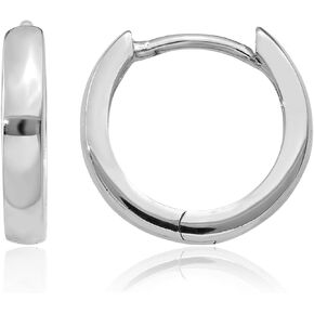 IceCarats 14K Solid White Gold Small Round Huggie Hoop Earrings 9mm 3/8 inch Snap Back, Polished For Her in Kuwait