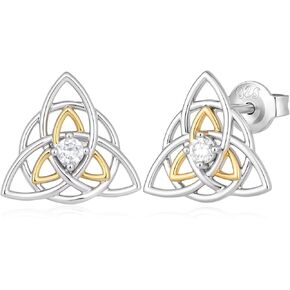 Diamond Celtic Knot Earrings 925 Sterling Silver Lab Grown Diamond Celtic Earrings Irish Jewelry Gifts for Women in Kuwait