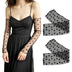Long Fingerless Sheer Gloves for Women Tulle Sheer Mesh Arm Sleeves for Wedding Bridal Opera Tea Party Halloween Costume 80s in Kuwait