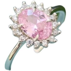 Princess Diana Style Halo Promise Ring 925 Sterling Silver Oval Pink Sapphire Ring Vintage-Inspired Handmade Jewelry Valentine Gift for Her in Saudi Arabia