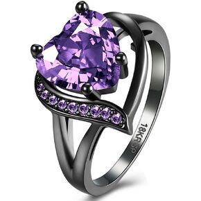 Engagement Rings for Women AAA+ Heart Cubic Zirconia Ring Promise Rings for Her Birthday Day Gifts Gothic Wedding Rings anillos Black Gold Statement Rings Fashion Jewelry for Women in Saudi Arabia
