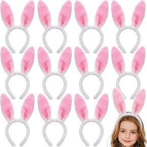 12 Packs Easter Bunny Ears Headbands Set - Soft Plush Rabbit Ear Bunny Hair Bands Bendable Poseable for Easter Basket Stuffers Party Favors Costume Accessories for Kids Women in Saudi Arabia