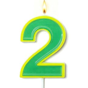 Number 2 Birthday Candles - Street Theme Cake Topper Yellow Green Party Decorations for Monster Cartoon Cake Candle for Boy Girl and Friend (Green 2) in Saudi Arabia