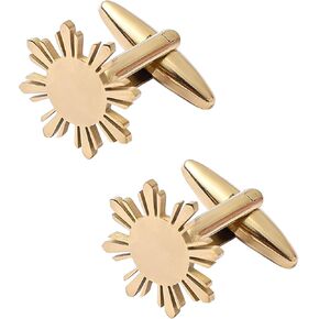 Filipino Sun Cufflinks, Plated Stainless Steel, Philippine Araw Design, 2cm Diameter, Dress Shirt Accessories, Gold in Saudi Arabia