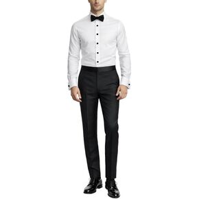 Adam Baker Men's 4-Way Stretch Slim Fit French Cuff Laydown Collar Tuxedo Shirt - Cufflinks & Bow Tie Included in Saudi Arabia