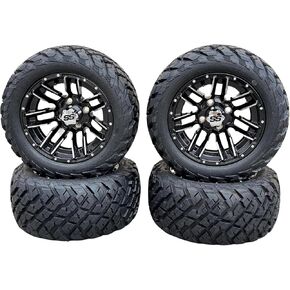 12 Inch Glossy Black Golf Cart Wheels & Tires Set of 4, 20x10-12 All Terrain Tires, DOT Certified Golf Cart Wheels Compatible with EZGO, Club Car, YMH in Saudi Arabia