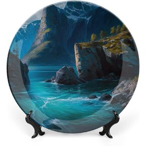 Decorative Plates, Cat on The Window Watercolor Painting Ceramic Dinner Plate Home Wobble-Plate with Display Stand, Wall Hanging Decor for Living Dining Room Kitchen Household 7 Inch in Saudi Arabia