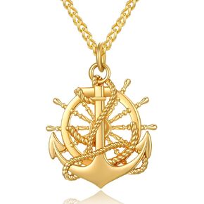 Anchor Necklace for Men 14K Gold Jewelry Marine Summer Necklace Gifts for Husband, Boyfriend, Father in Saudi Arabia