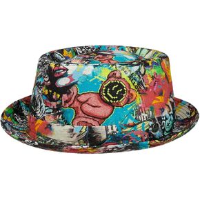 Lierys Fantasy Print Pork Pie Linen Hat Women/Men - Made in Italy in Saudi Arabia