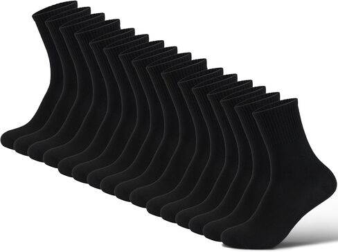 Mens Crew Athletic Socks for Men Lightweight 8 Pack Black Size 8-13 | Quick-Dry,Comfy,Ribbed Cuff,Sports,Casual,Active,Sports,Casual,Gym in Saudi Arabia