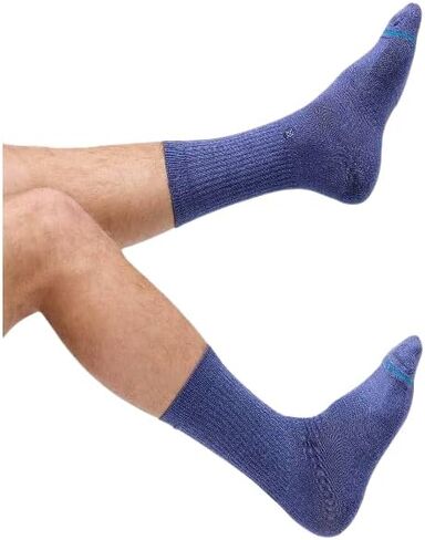 Stance Simpler Times Casual Crew Socks, 2-Pack, Heather Light Blue/Cream, Light Brown, Large (9-12), A556A25SIM in Kuwait
