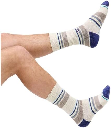Stance Simpler Times Casual Crew Socks, 2-Pack, Heather Light Blue/Cream, Light Brown, Large (9-12), A556A25SIM in Kuwait