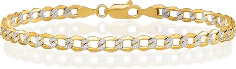 IceCarats 14K الذهب الأصفر 4.3 مم سميكة كبح سلسلة ربط سوار خلخال، قطع الماس in Kuwait
