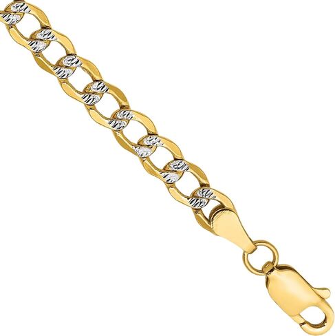 IceCarats 14K الذهب الأصفر 4.3 مم سميكة كبح سلسلة ربط سوار خلخال، قطع الماس in Kuwait