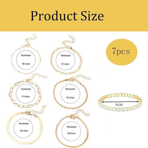 7 Pcs Ankle Bracelets for Women, Waterproof Thin Trendy Simple Stackable Women's Anklets Fashion Accessories, Suitable for Summer Beach Bikini Vacation Dainty Gold Bracelets for Womens in Saudi Arabia