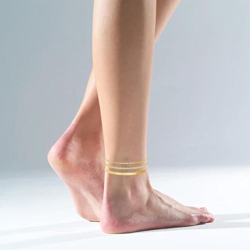7 Pcs Ankle Bracelets for Women, Waterproof Thin Trendy Simple Stackable Women's Anklets Fashion Accessories, Suitable for Summer Beach Bikini Vacation Dainty Gold Bracelets for Womens in Saudi Arabia