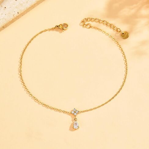 Gold Anklets for Women 18K Gold Plated CZ Ankle Bracelet Dainty Bar Tennis Ankle Trendy Summer Waterproof Beach Foot Chain Jewelry in Saudi Arabia